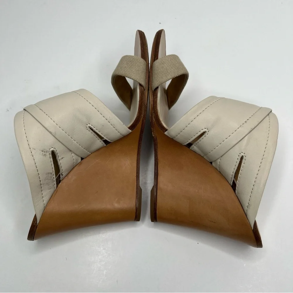 Rag & bone Shaw Wedge Sandals in Cream Size Leather Size 38.5